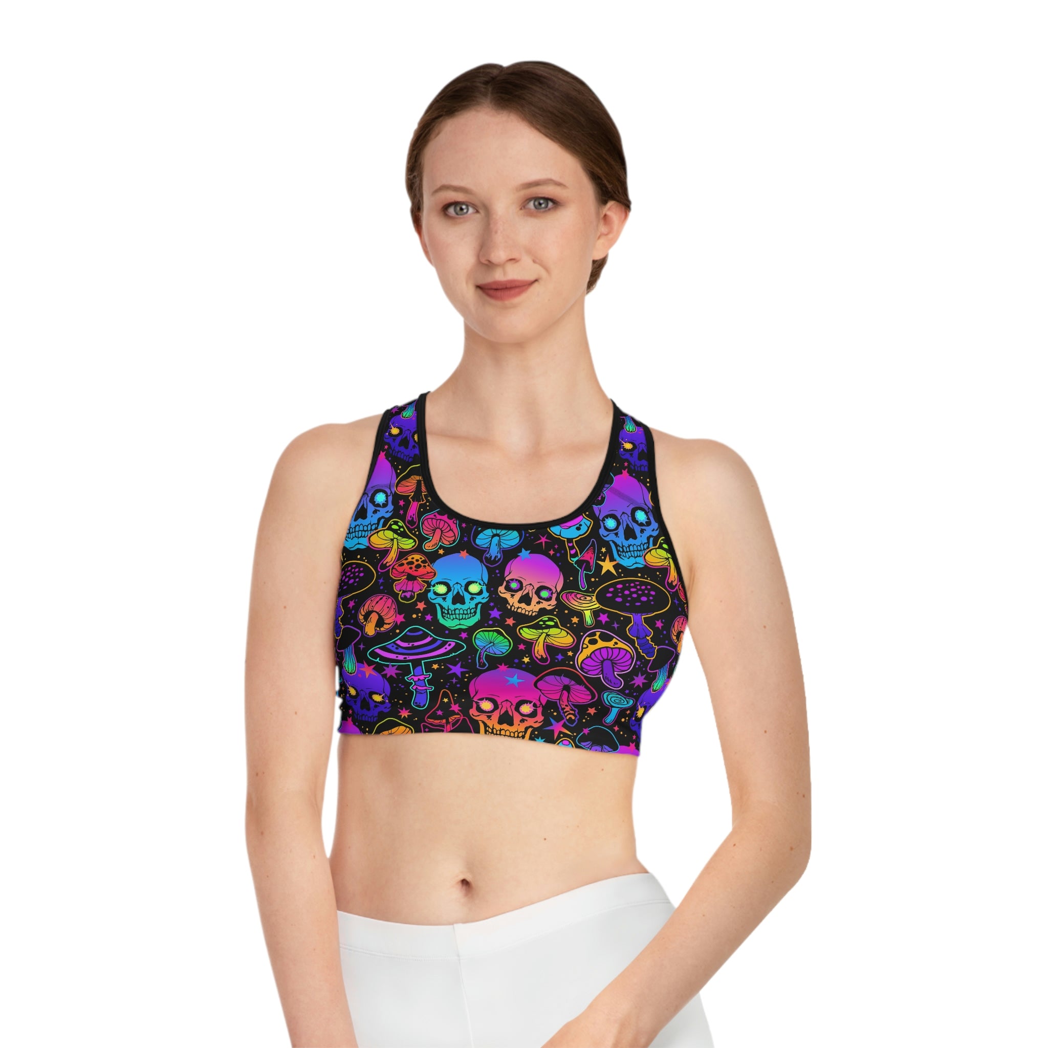Psychedelic Skulls Sports Bra